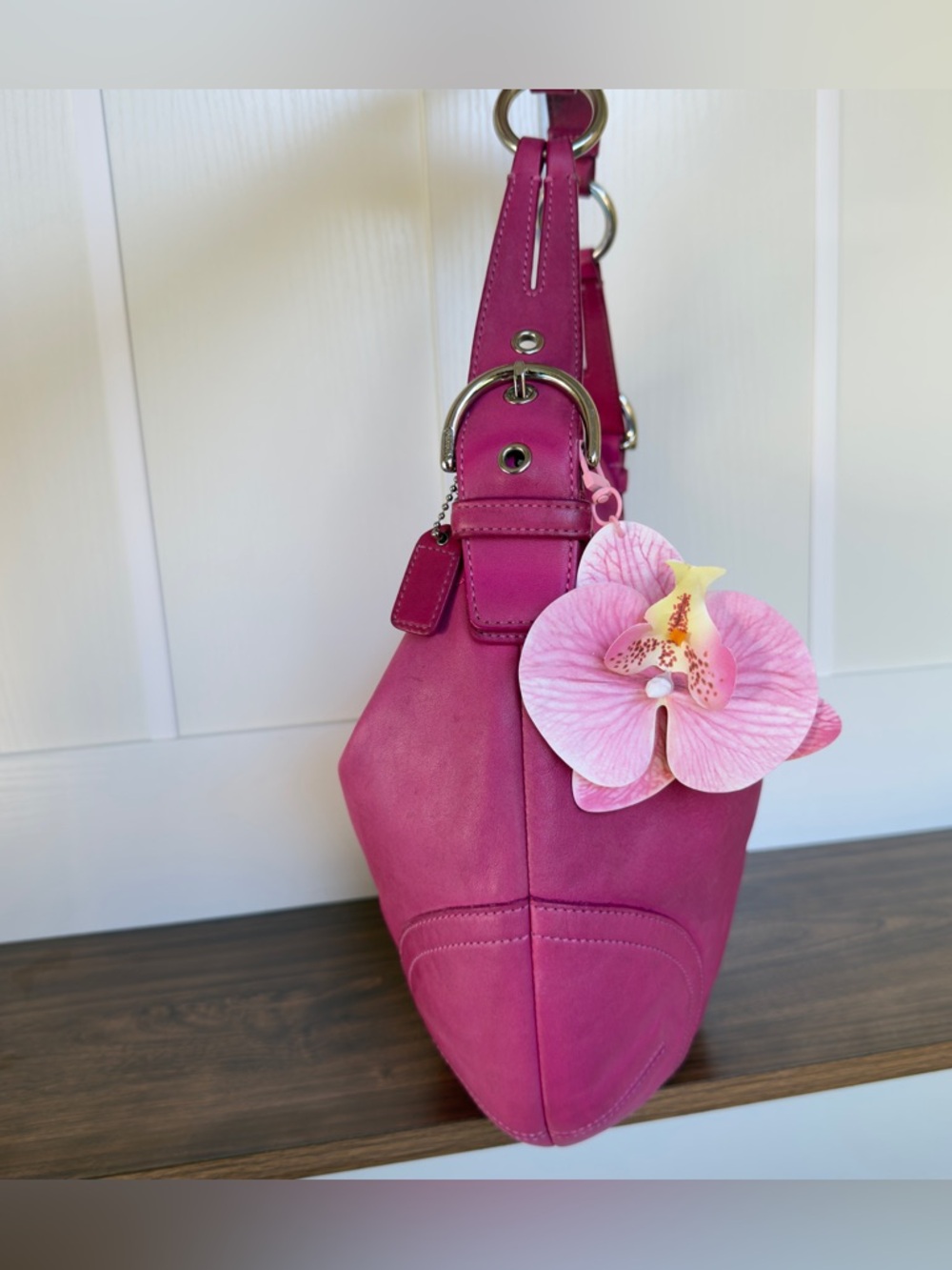 Coach Hobo Top Zip Raspberry Leather Hobo Shoulder Bag - Picture 5 of 10